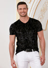 Black "Crush" Velvet V-neck Tee