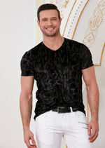 Black "Crush" Velvet V-neck Tee