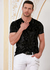 Black "Crush" Velvet V-neck Tee