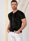 Black "Crush" Velvet V-neck Tee