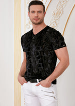 Black "Crush" Velvet V-neck Tee