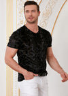 Black "Crush" Velvet V-neck Tee