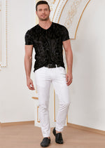 Black "Crush" Velvet V-neck Tee
