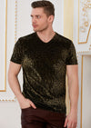 Green Reptilian Velvet V-neck Tee