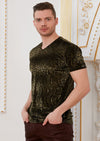 Green Reptilian Velvet V-neck Tee