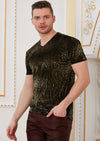 Green Reptilian Velvet V-neck Tee