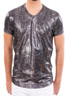 Silver Metallic Spandex Print Tee