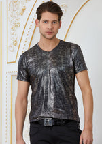 Silver Metallic Spandex Print Tee