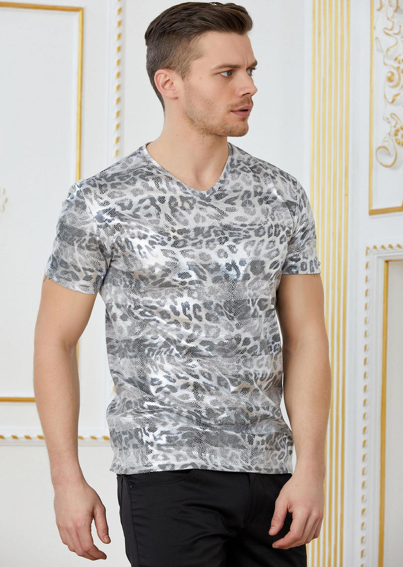 Silver Snake Spandex Print Tee