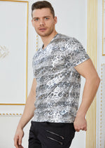 Silver Snake Spandex Print Tee