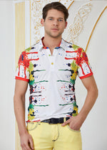 White Splash Paint Print Polo