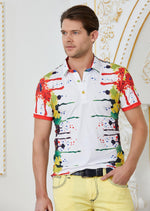 White Splash Paint Print Polo