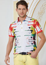 White Splash Paint Print Polo