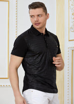 Black "Horizontal" Spandex Polo