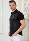 Black "Horizontal" Spandex Polo