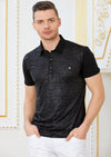 Black "Horizontal" Spandex Polo