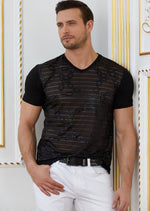 Black Chain Print See-through Tee