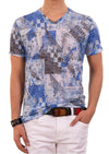 Blue Abstract Burn-out Print Tee