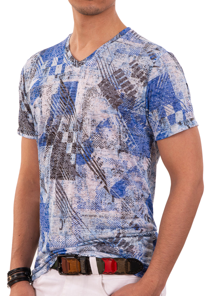 Blue Abstract Burn-out Print Tee
