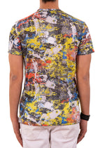 Yellow Abstract Burn-out Print Tee