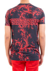 Black Red Barocco Meander Print Tee