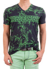 Black Green Barocco Meander Print Tee