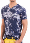 Navy Barocco Meander Print Tee