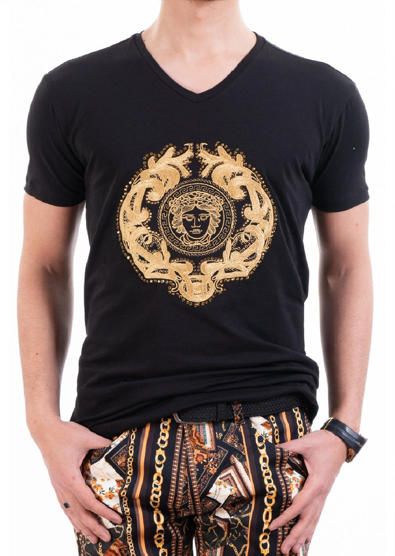 Black Gold Victorian Rhinestone Tee