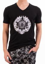 Black Silver Victorian Rhinestone Tee