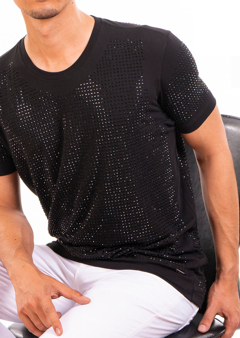 Black "Vegas" Rhinestone Tee