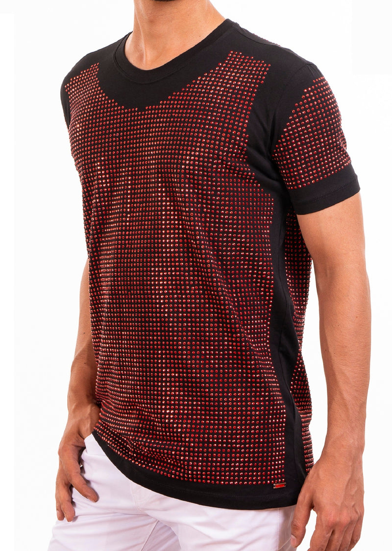 Black Red "Vegas" Rhinestone Tee