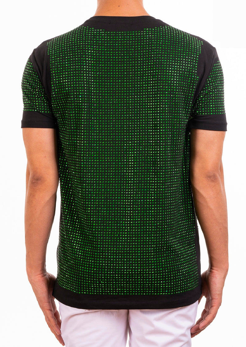 Black Green "Vegas" Rhinestone Tee