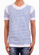 White Blue "Vegas" Rhinestone Tee