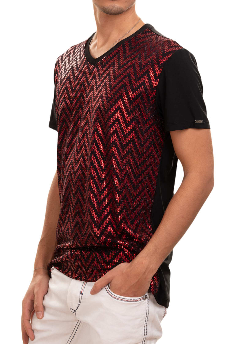 Black Red Zigzag Tech Tee