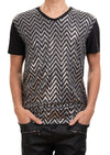 Black Silver Zigzag Tech Tee