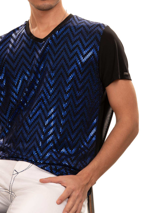 Black Blue Zigzag Tech Tee