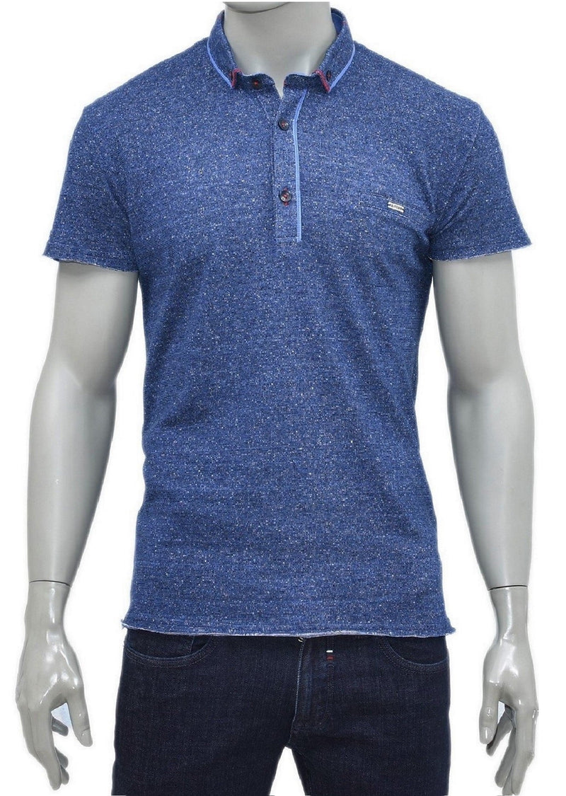 Blue Knit Casual Polo