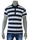 White Navy "All Over Cut" Polo