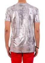 Silver "Brush Stroke" Spandex Print Tee