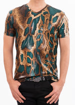 Green Python Spandex Print Tee