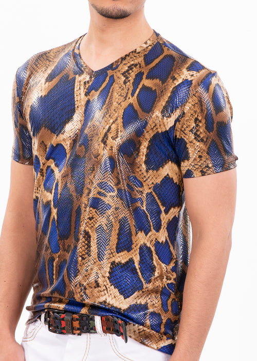 Blue Python Spandex Print Tee