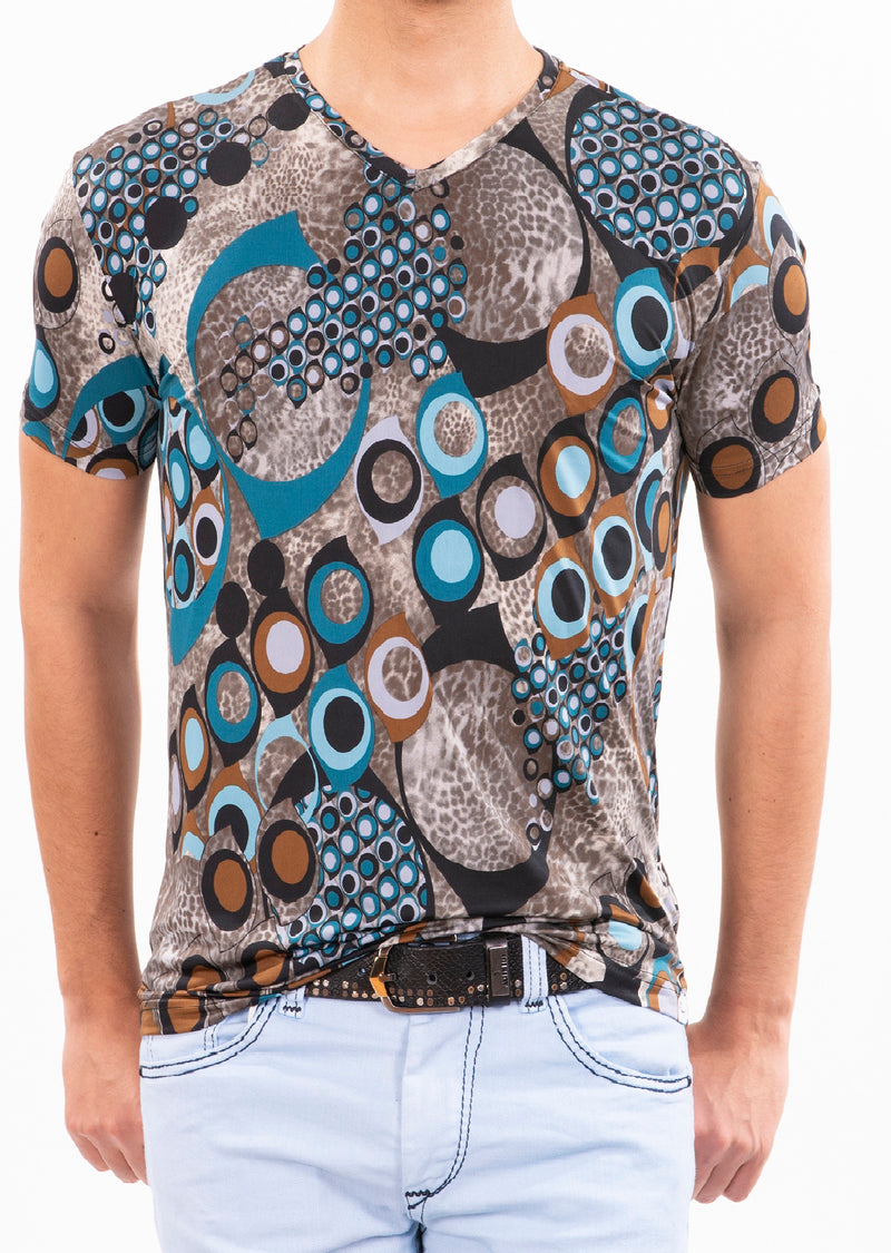 Brown "Circles" Spandex Print Tee