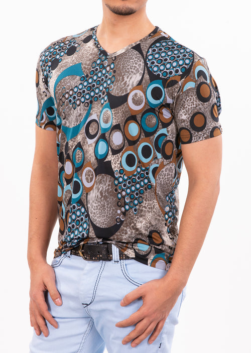 Brown "Circles" Spandex Print Tee