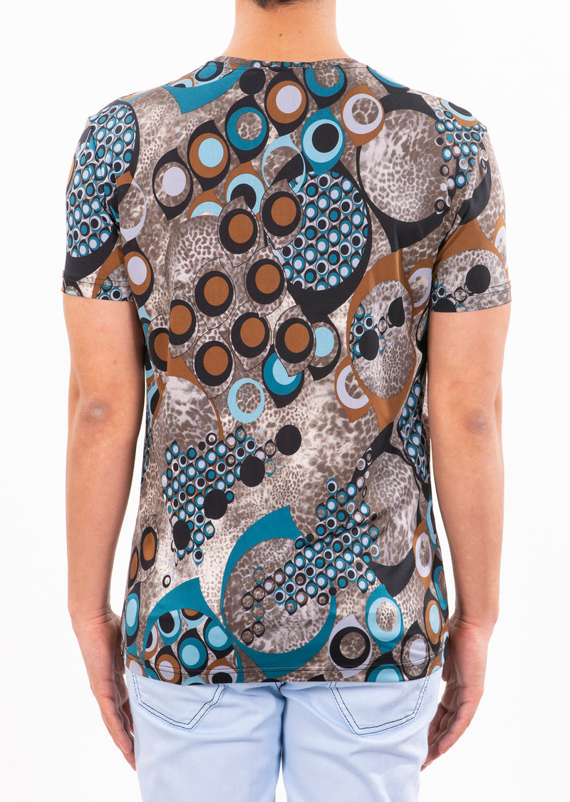 Brown "Circles" Spandex Print Tee