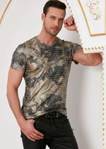 Beige "Leopard" Spandex Print Tee