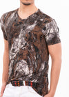 Brown "Abstract" Spandex Print Tee