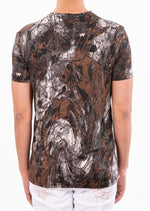 Brown "Abstract" Spandex Print Tee