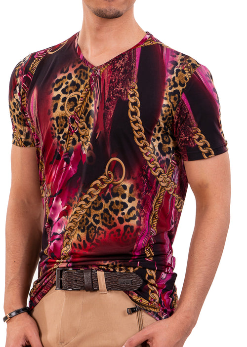 Burgundy Chain Spandex Print Tee