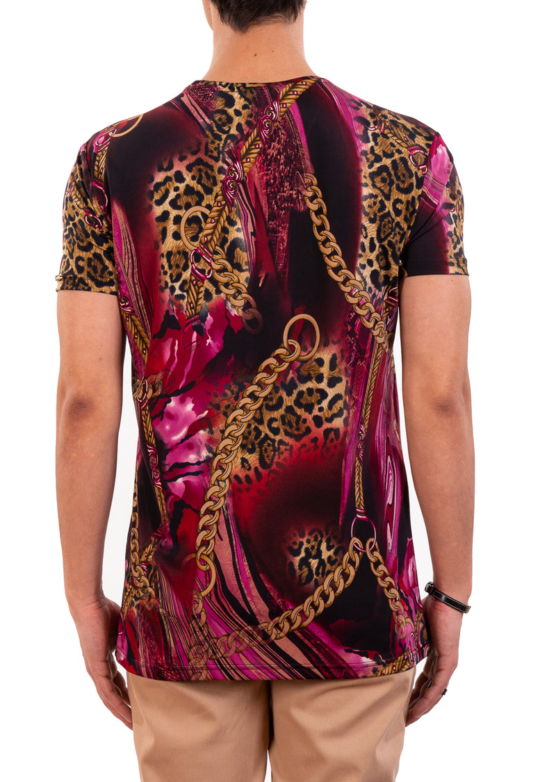 Burgundy Chain Spandex Print Tee