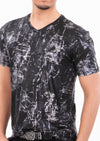 Black Abstract Spandex Print Tee